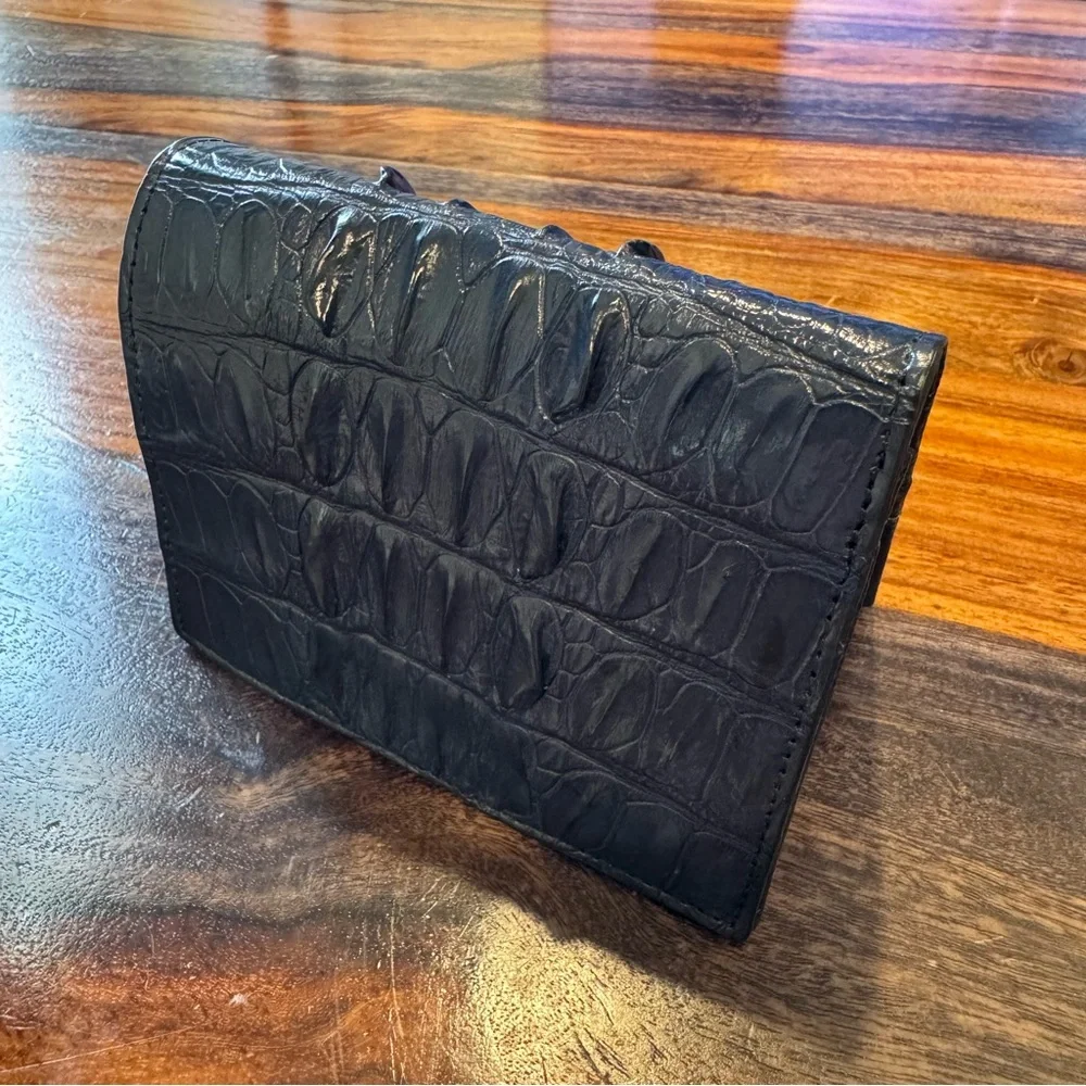 Genuine Croc Leather Wallet Dark Cobalt Color